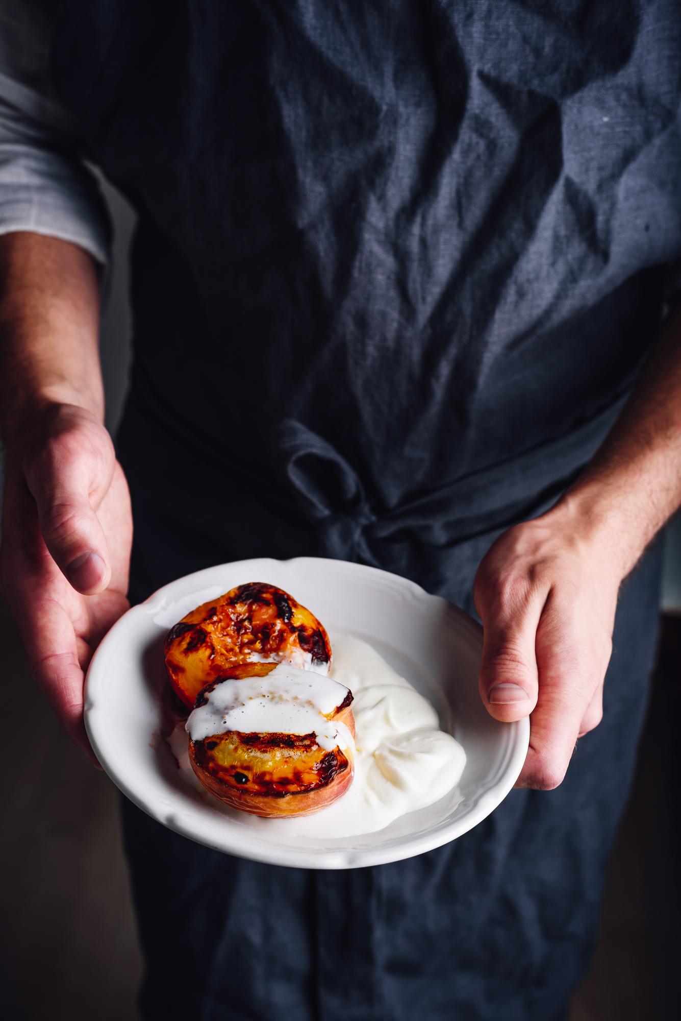 Chef demonstrating quick plating technique